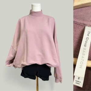 Aritzia THE GROUP BABATON Sweater Women Size 2 XS Pink Mock Neckline Oversize